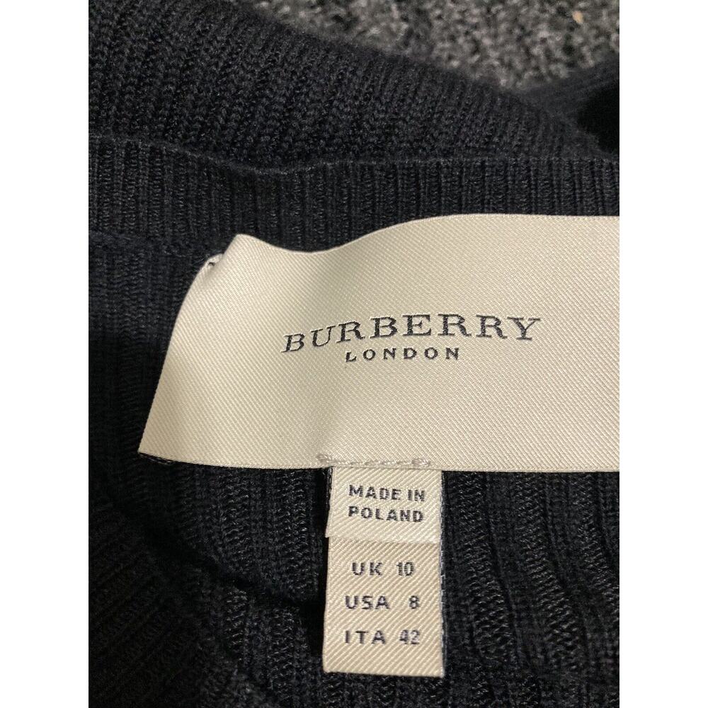 BURBERRY Black Knit Wool Knee Length Long Sleeve Straight Dress Size 8 - Picture 4 of 6